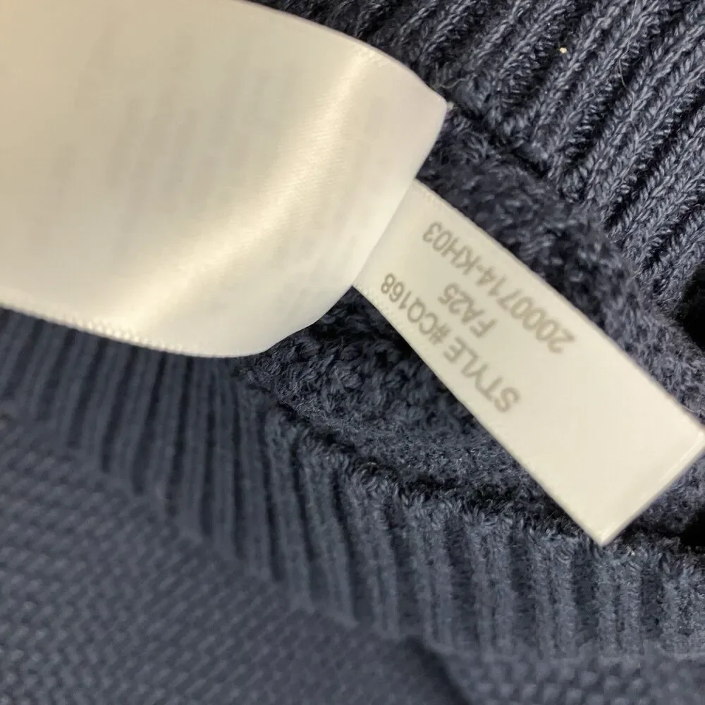 J Crew Sweater Mens XL‎ Navy Blue Premium Basket-stitch Cotton Crewneck Preppy